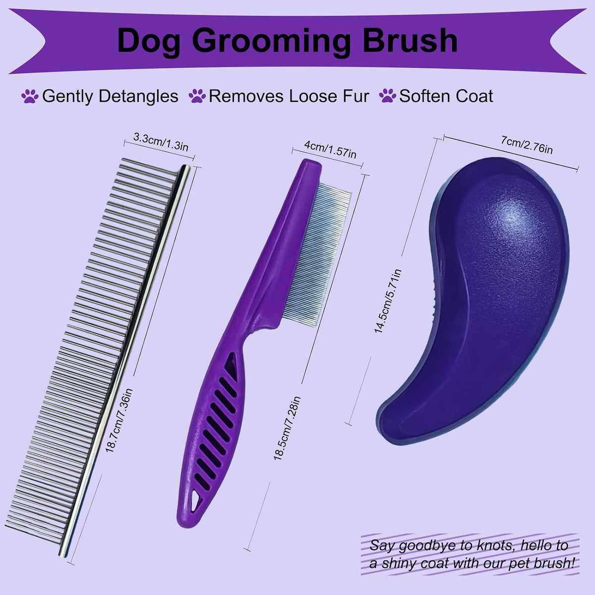 MAEELOU Kit de aseo de cepillo para cachorros de 3 piezas (morado o...