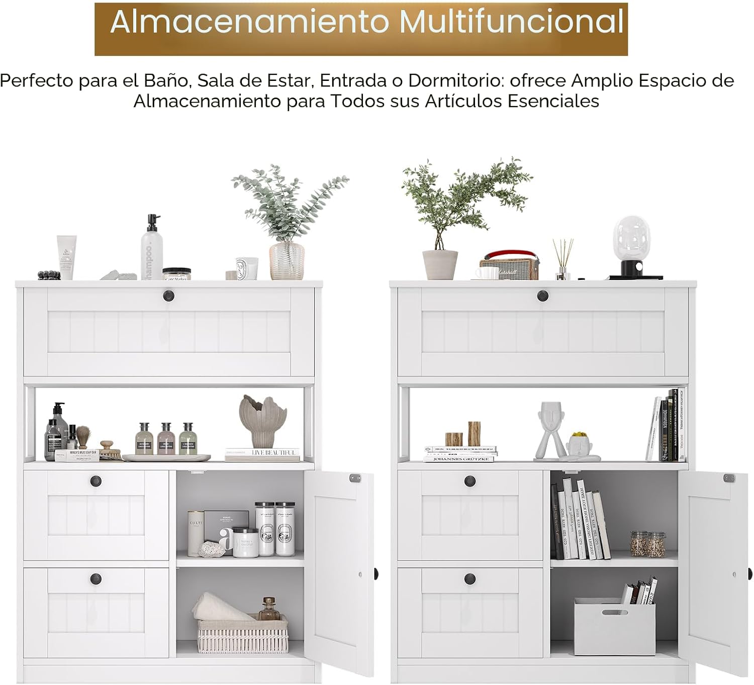 GRUSIGN Armario de baño, moderno organizador de armario de almacena...