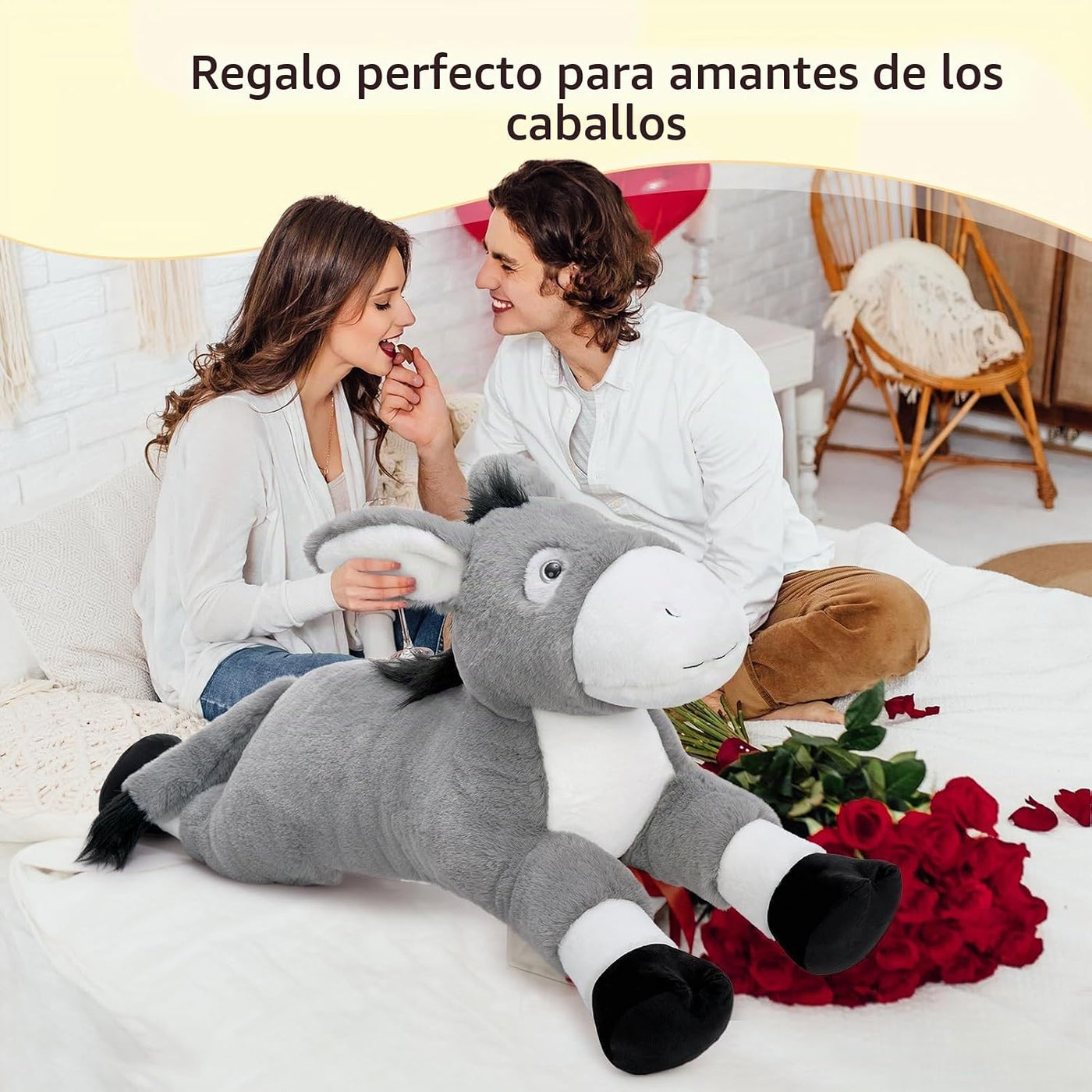 Tezituor Animal de peluche de burro gigante de 43.3 pulgadas, almoh...