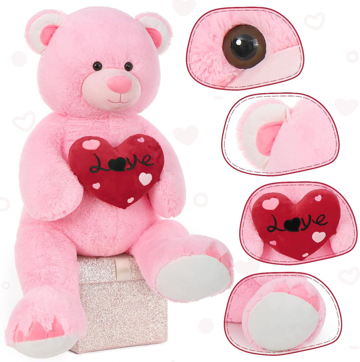 MaoGoLan Oso de peluche rosa grande de 51 pulgadas, regalos de San...