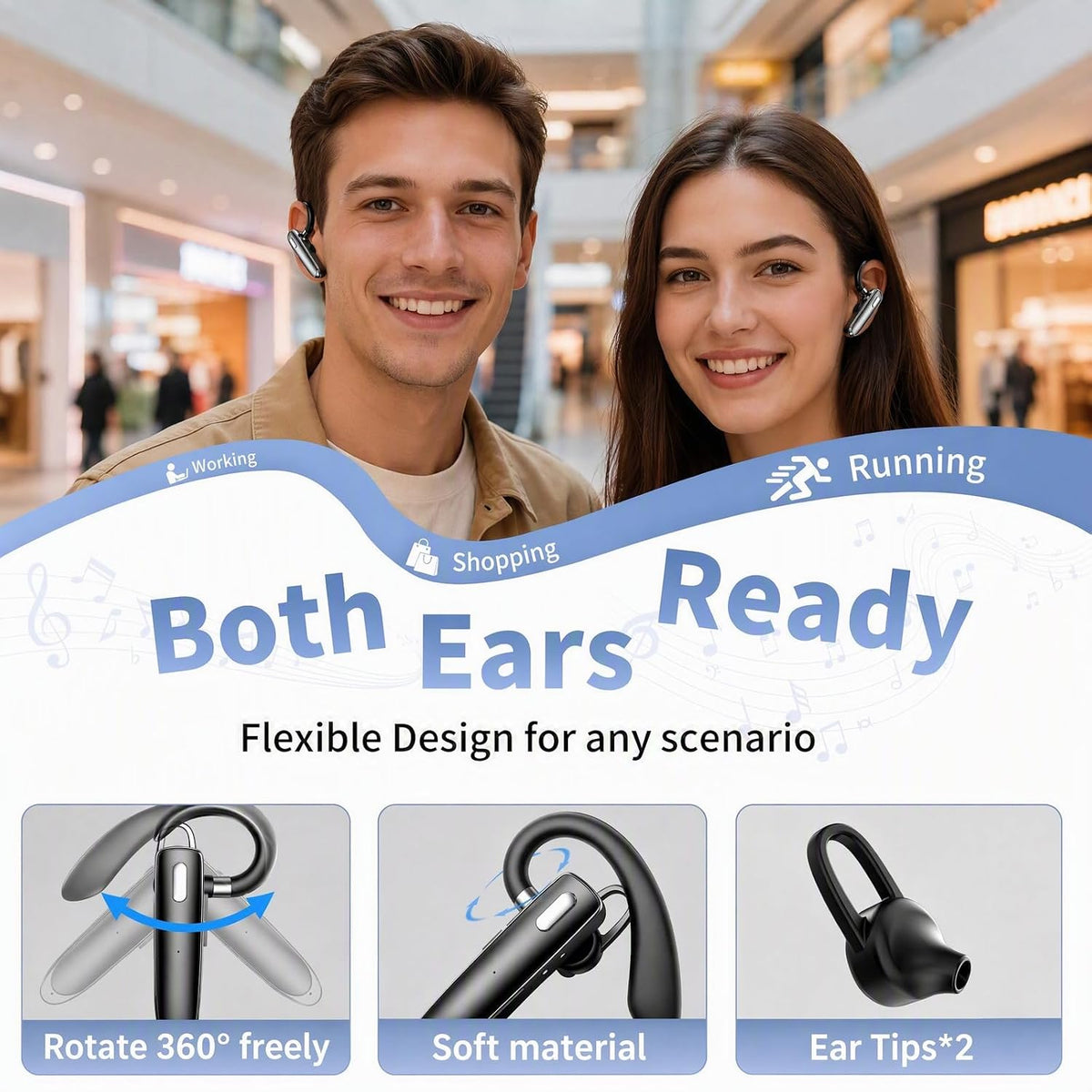 Xoruezls Auriculares Bluetooth 6.1, auricular inalámbrico con dongl...