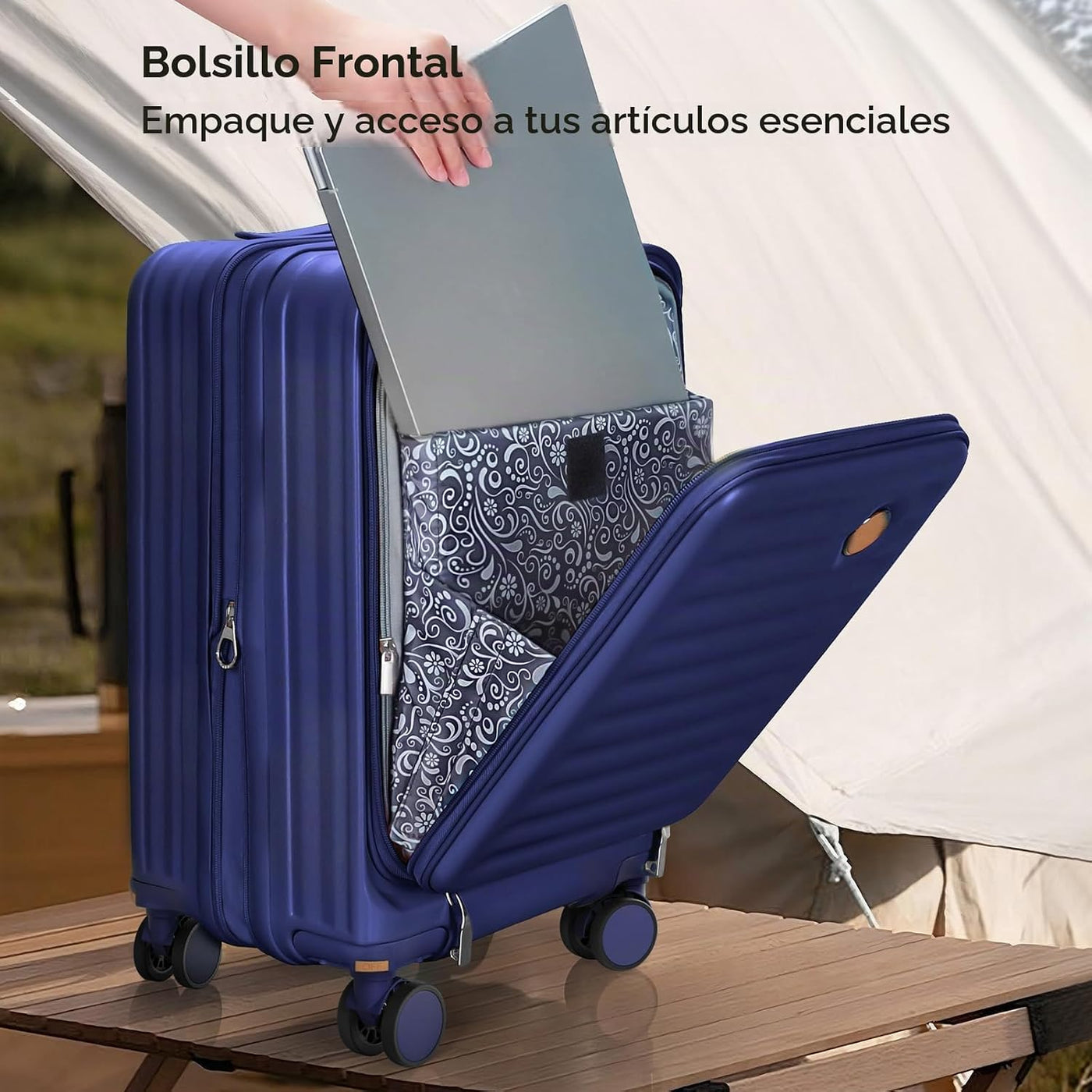 Joyway Juego de equipaje de 5 piezas con bolsillo delantero, Azul,...