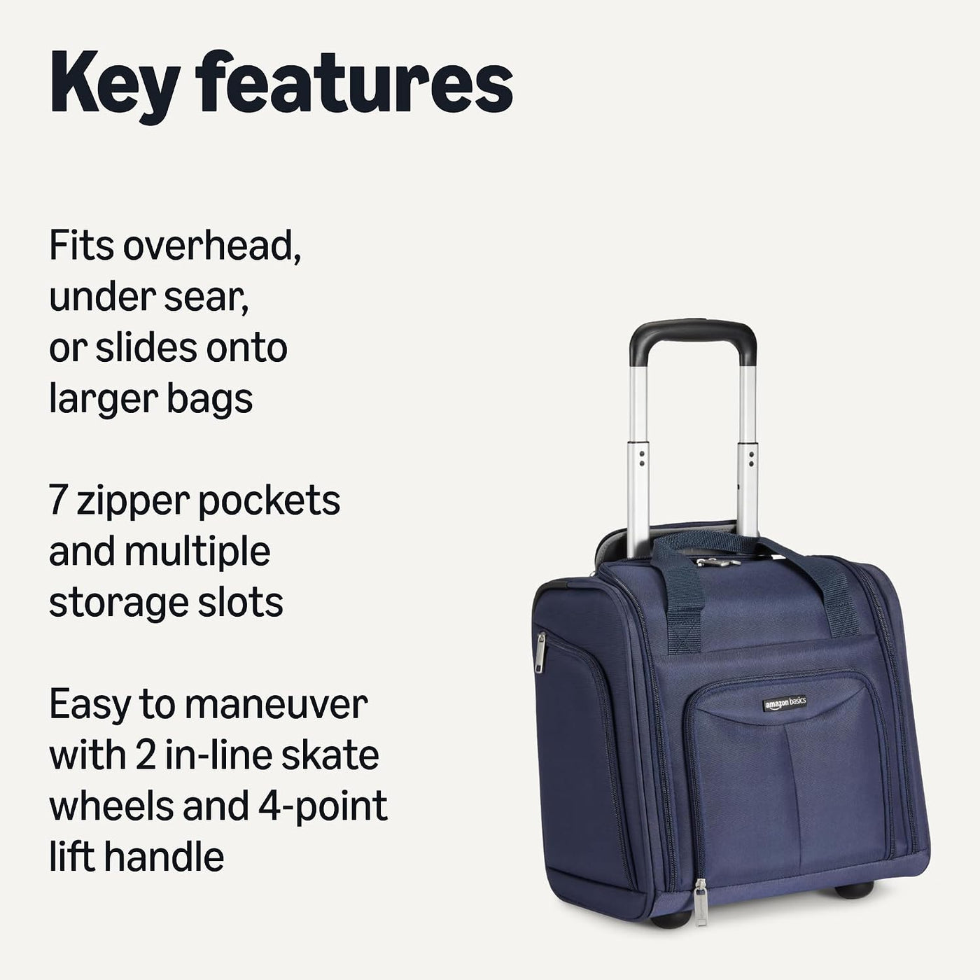 Amazon Basics Equipaje de viaje rodante para llevar a bordo y debaj...