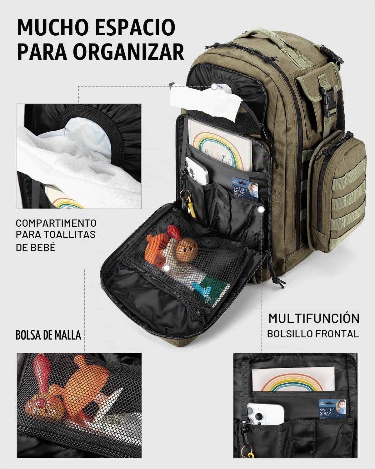 Dinictis Mochila de pañales de 40 L para papá, bolsas de pañales de...