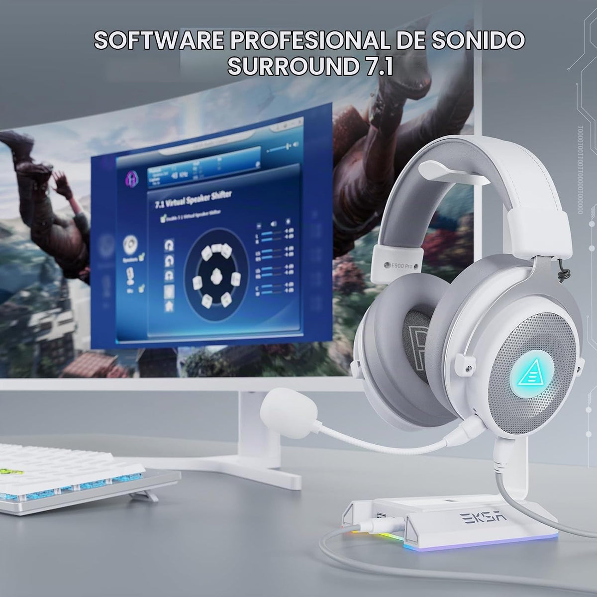 Auriculares para juegos EKSA USB para PC, auriculares de computador...