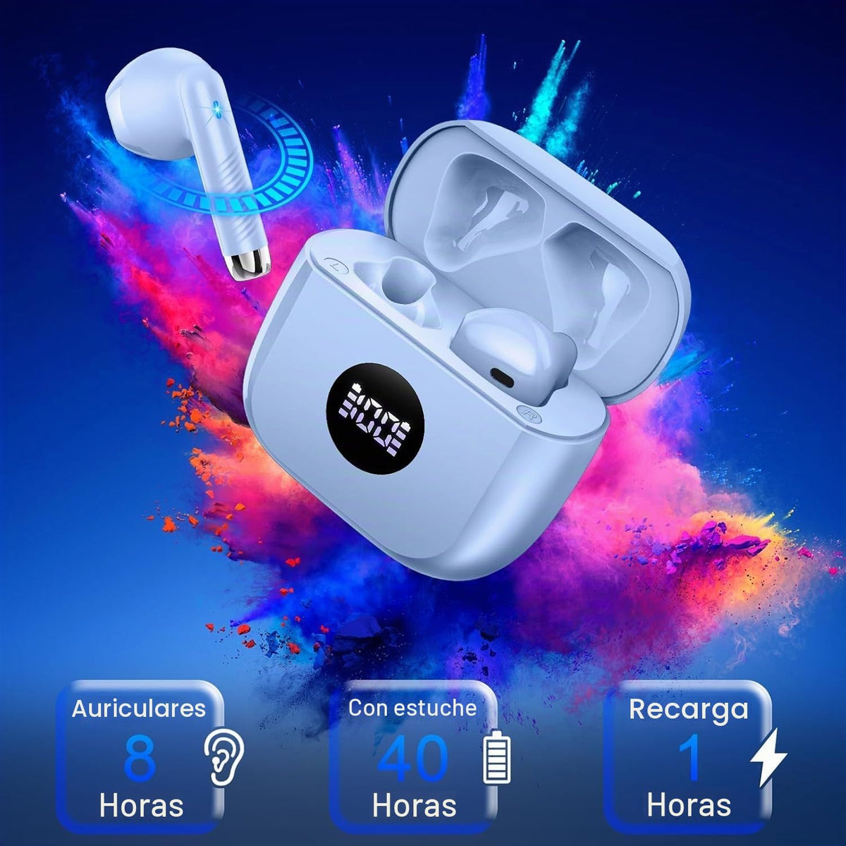 Auriculares inalámbricos Bluetooth 5.4, auriculares con pantalla de...