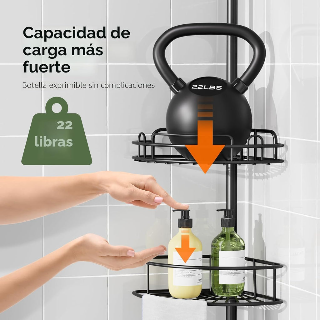 HAMITOR Poste de tensión para regadera: organizador de estante de e...