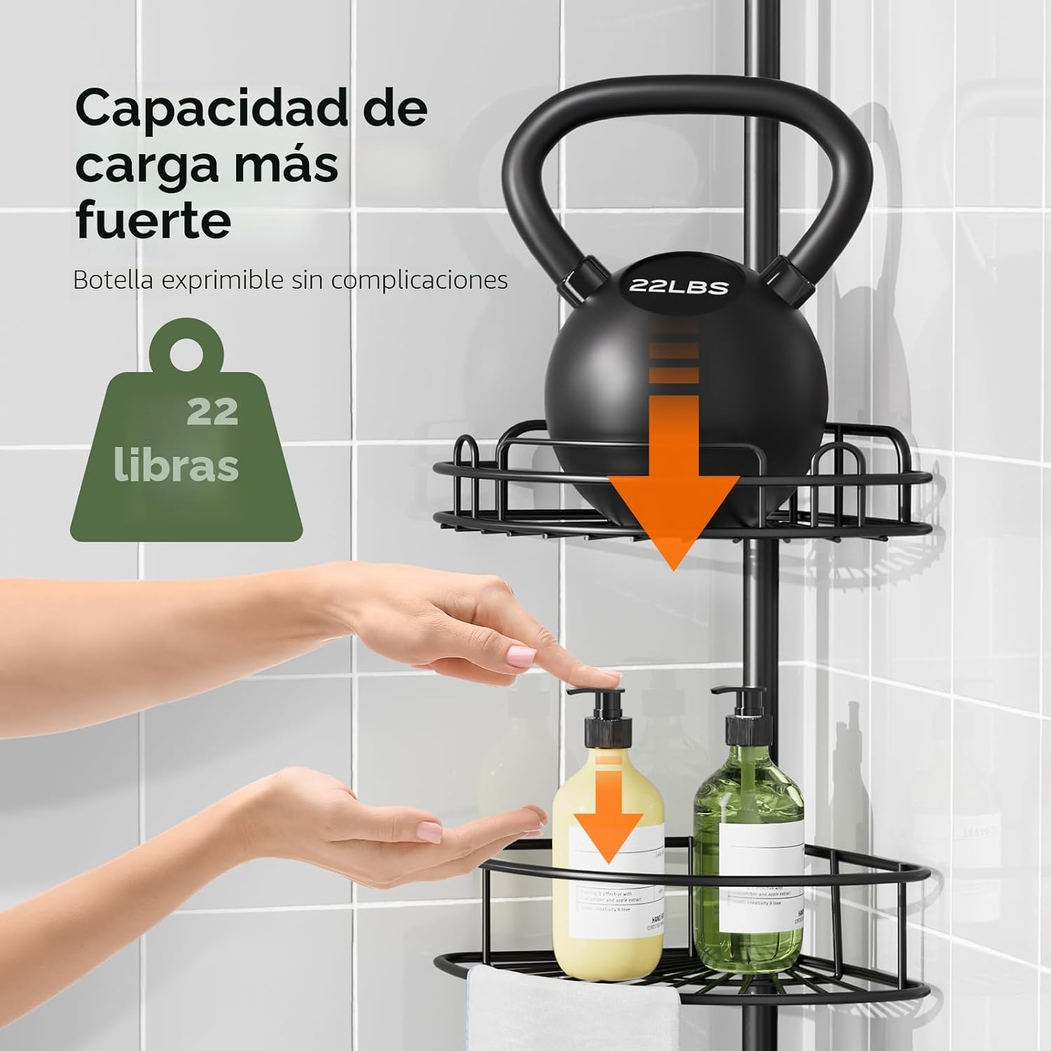 HAMITOR Poste de tensión para regadera: organizador de estante de e...