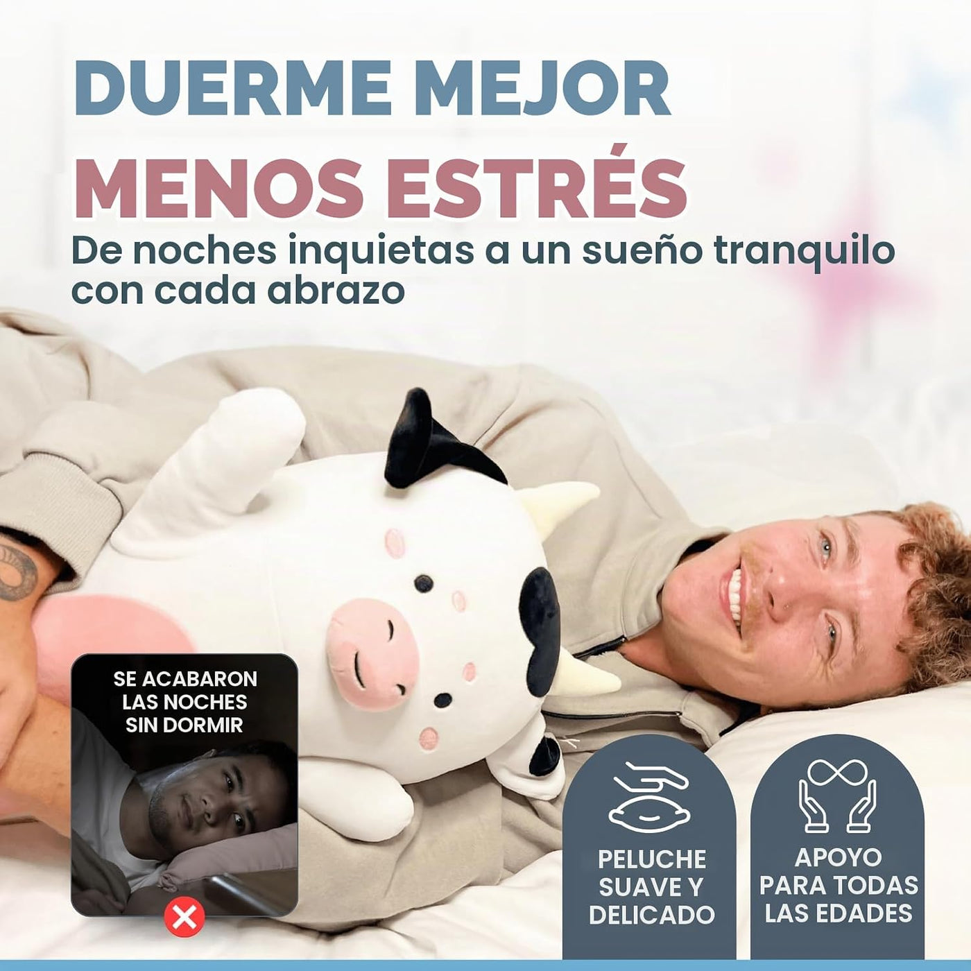 Cuddle Paws Almohada Corporal de Felpa con Estampado de Vaca para N...