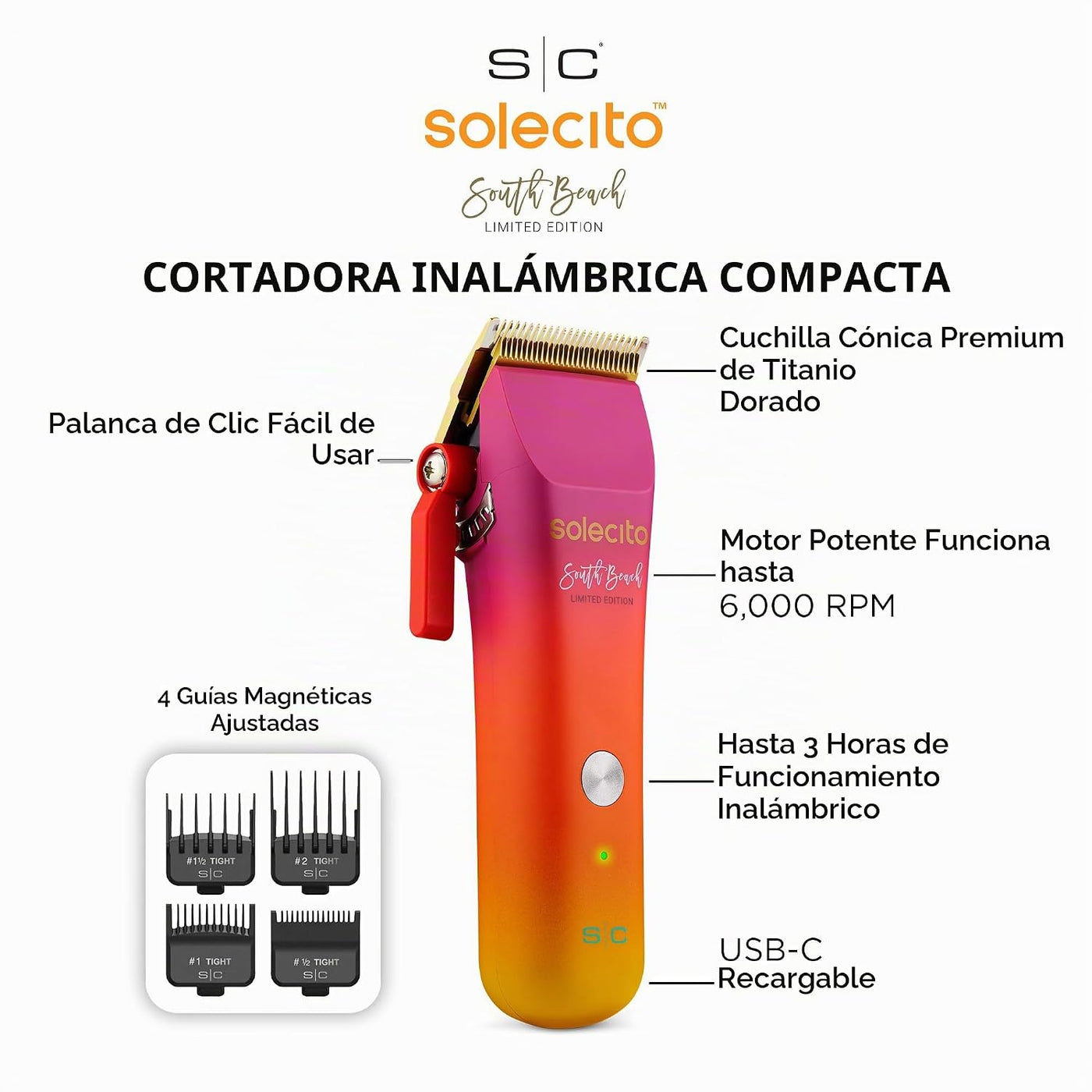 STYLECRAFT Cortapelos profesional compacto e inalámbrico Solecito |...