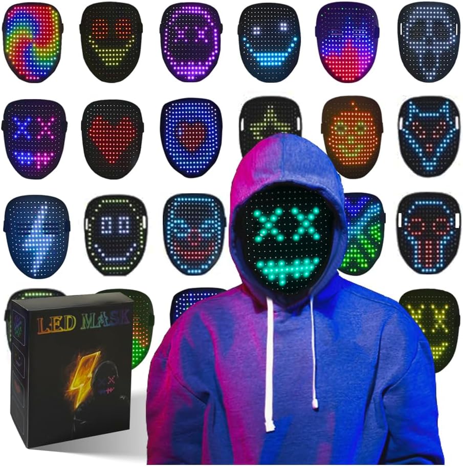 Máscara LED COKOTEE con detección de gestos, luz LED, máscara facia...