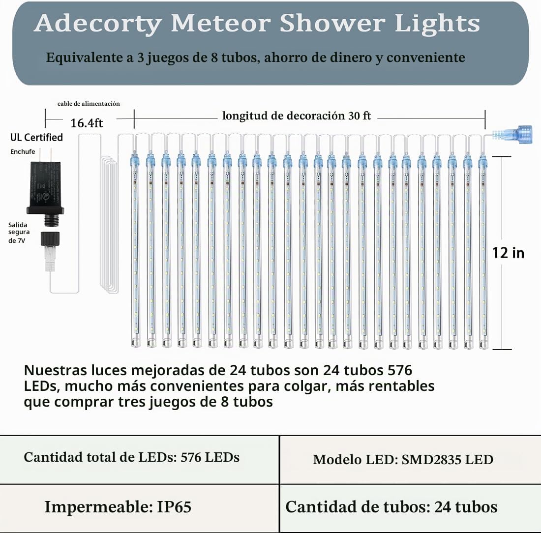 Adecorty Luces de Navidad para exteriores con certificación UL, 24...