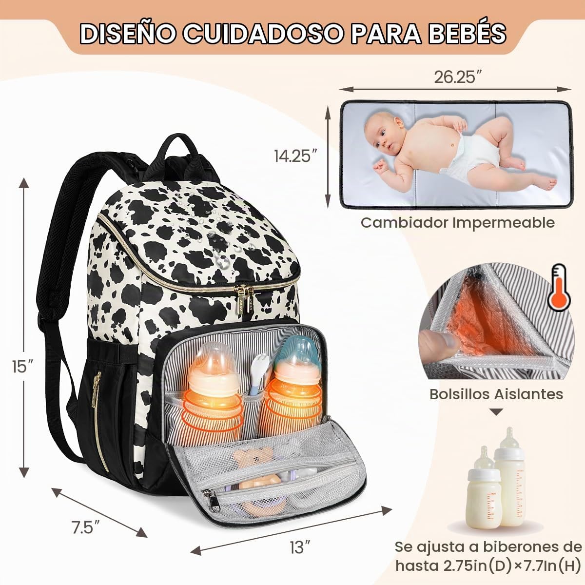 LOVEVOOK Mochila para Pañales de Gran Capacidad con Cambiador Portá...