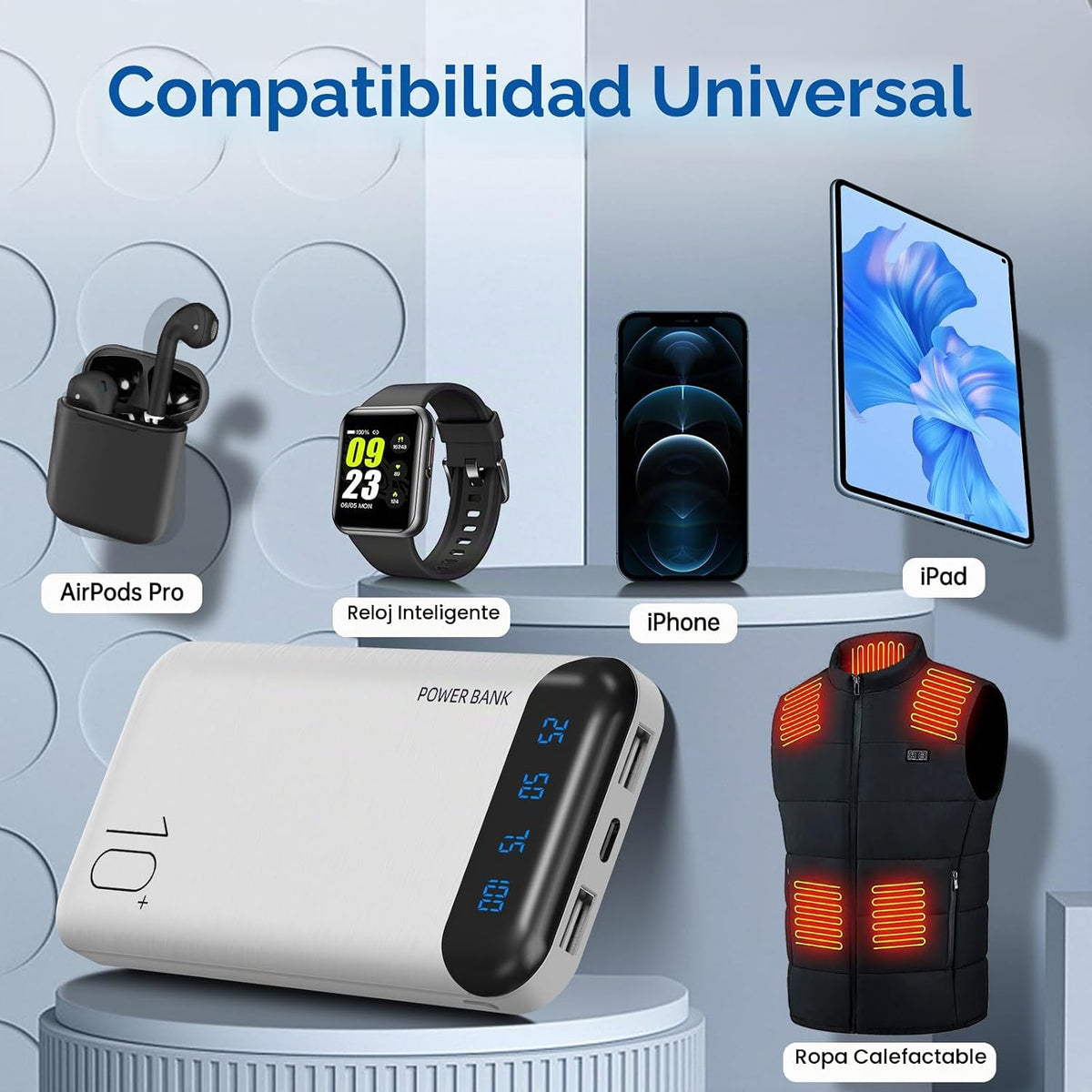 Power Bank - Cargador portátil de 10000 mAh, batería externa delgad...