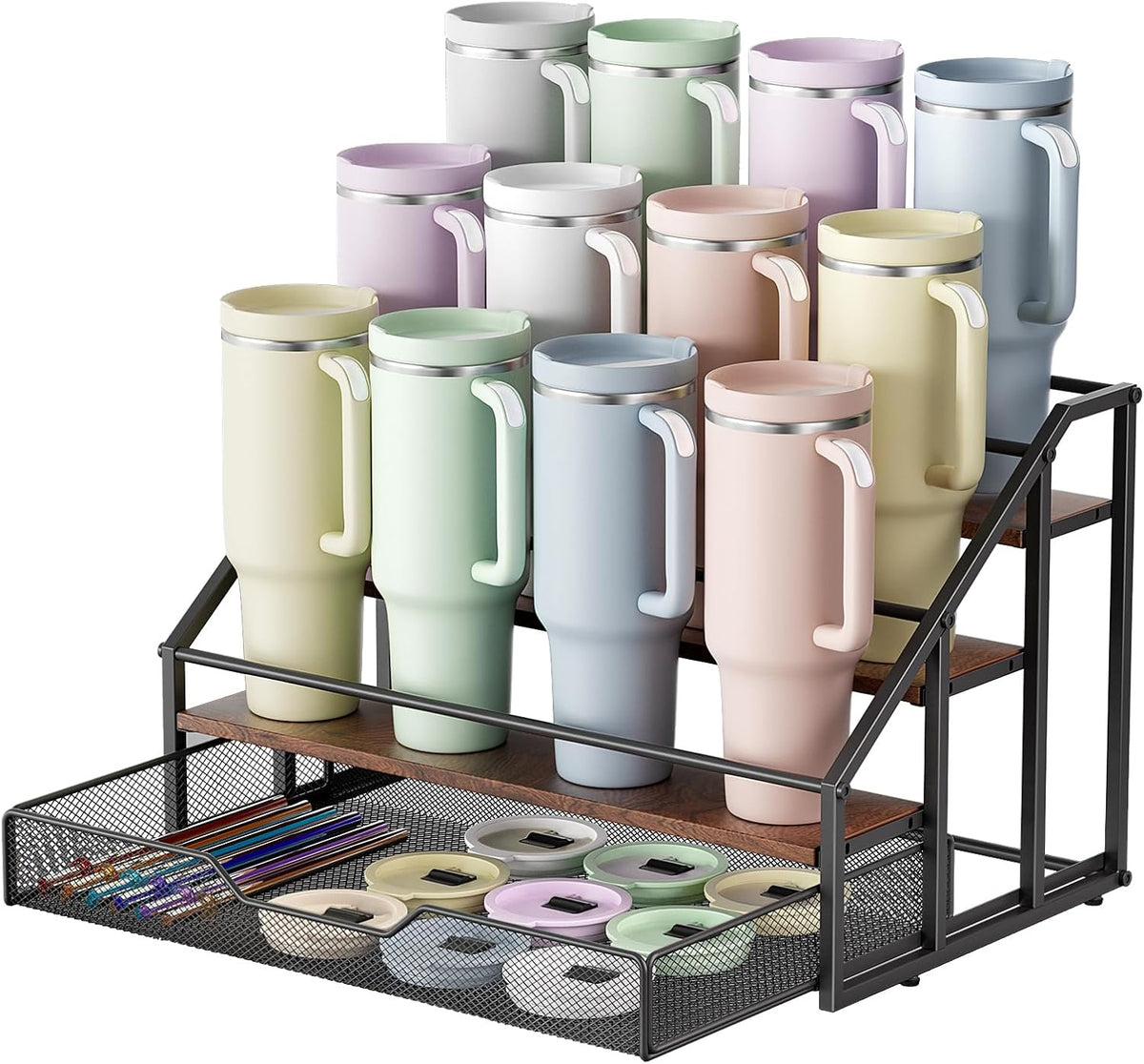 Organizador de botellas de agua MOJOHAND para Stanley, estante de 4...