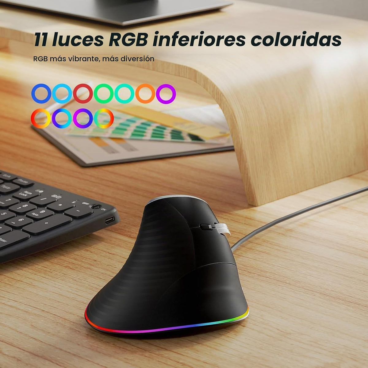 Nulea M504 Ratón Vertical con Cable, Ratón Ergonómico USB Óptico co...