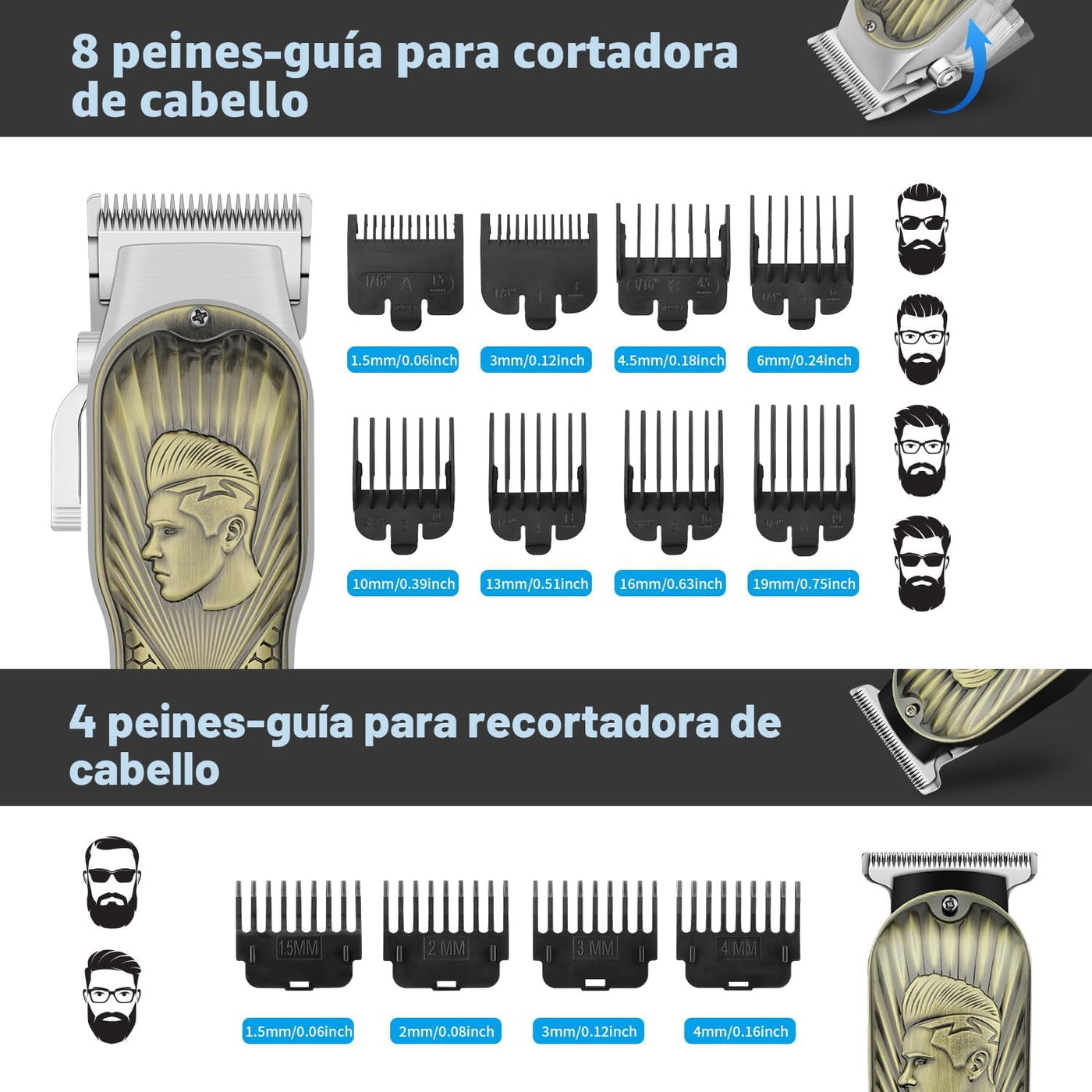 HIENA PRO Cortapelo Profesional para Hombres, Cortapelo Inalámbrico...