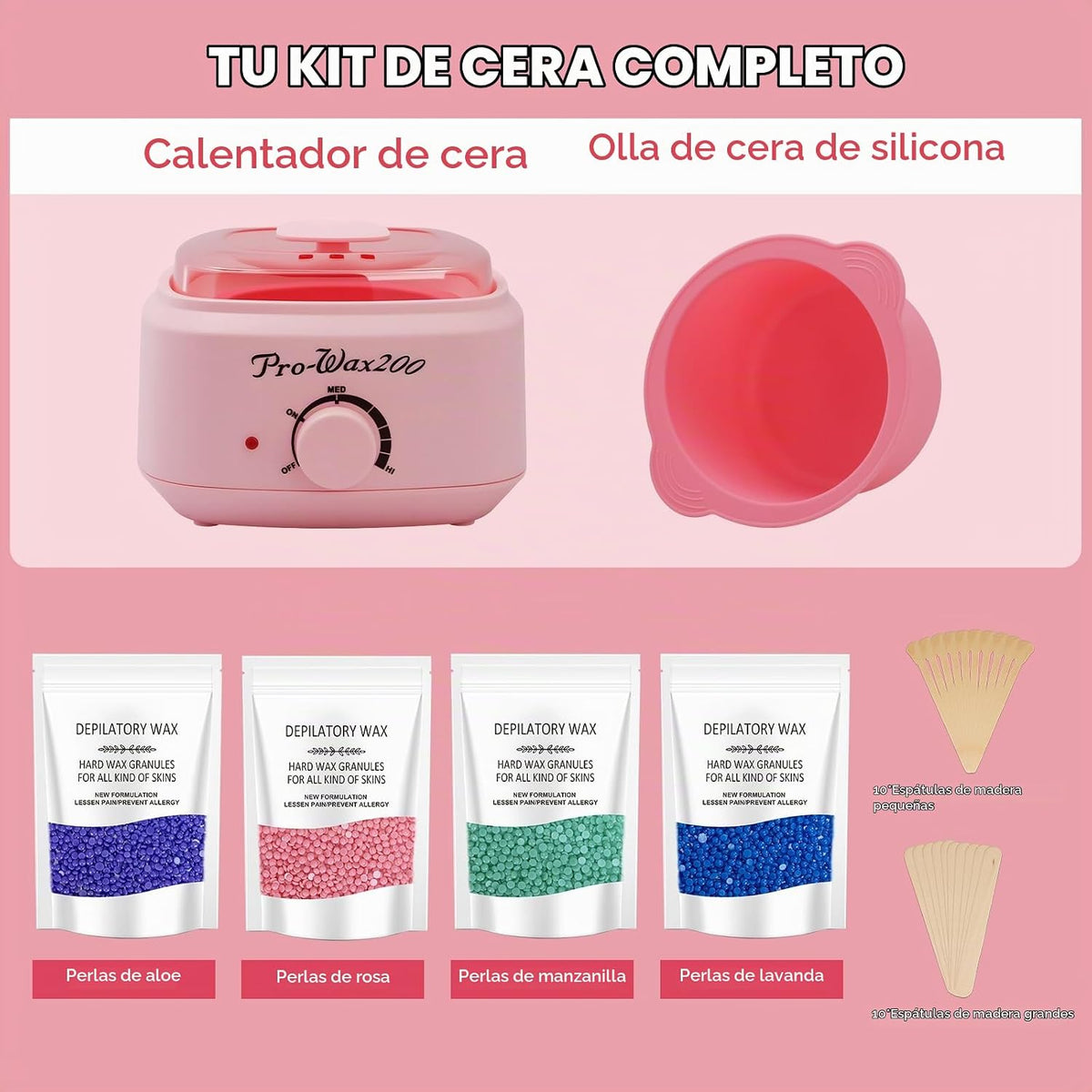 Kit de depilación con cera para mujeres y hombres - Kit completo de...