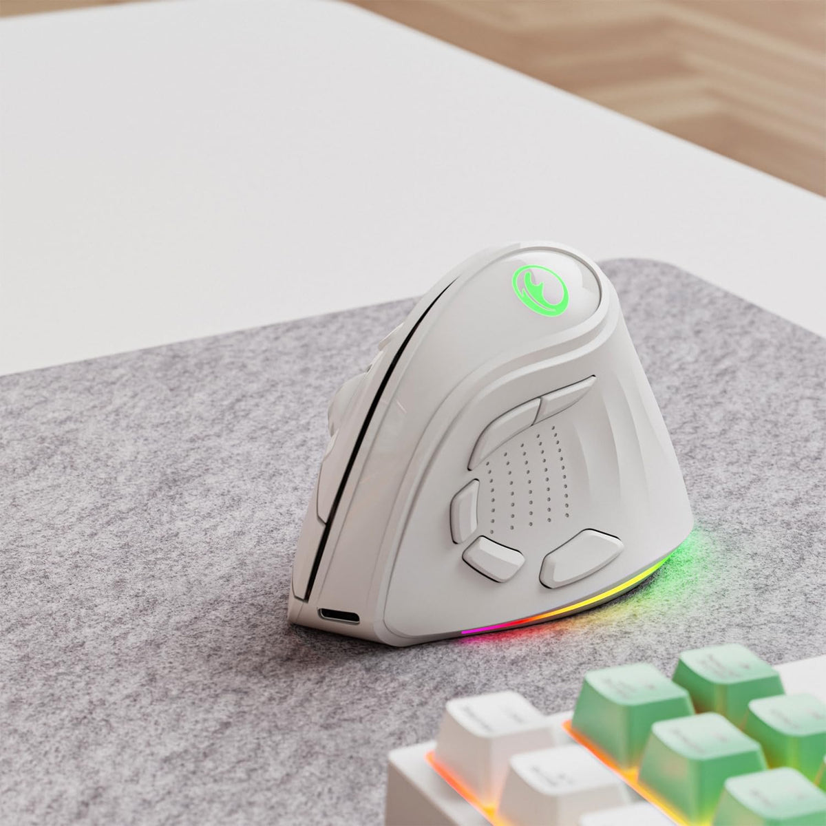 IFYOO Ratón ergonómico vertical inalámbrico recargable RGB de 2.4G...