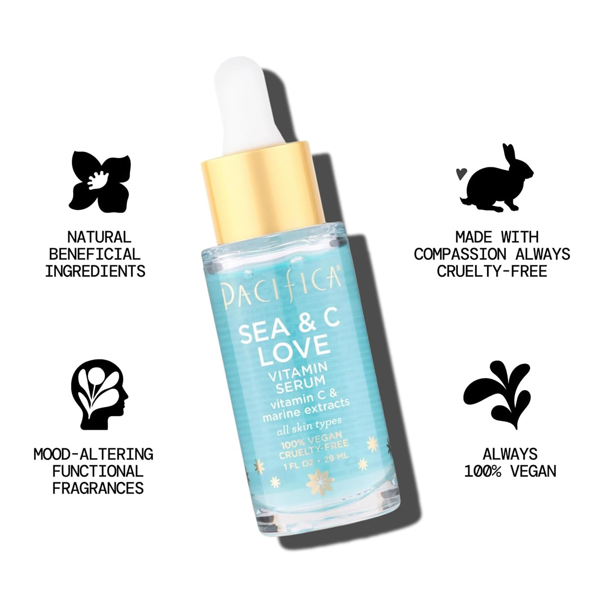 Pacifica Beauty Sea &amp; C Love - Suero de vitamina C para la cara...