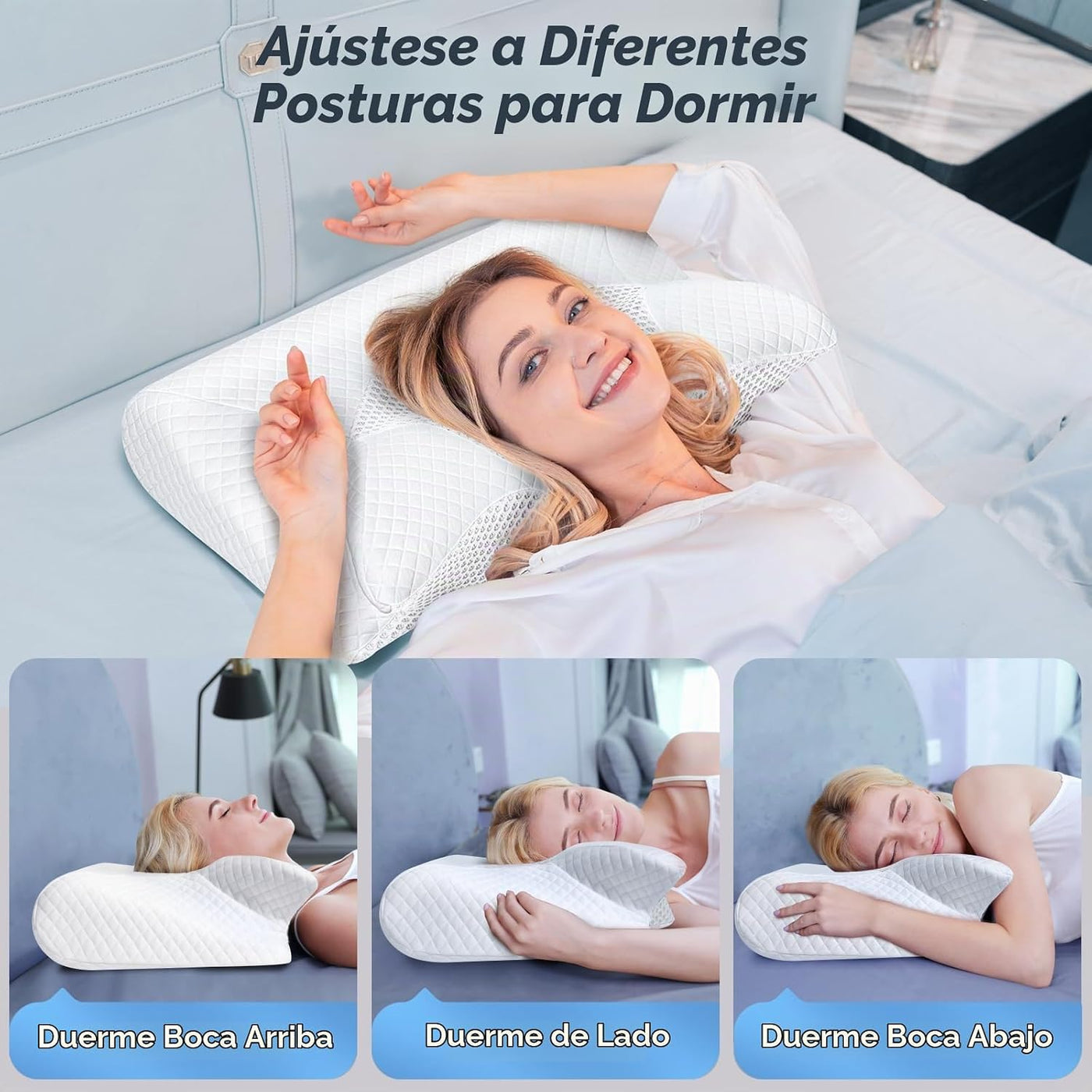 SAHEYER Almohada cervical para el cuello, almohada ergonómica de es...