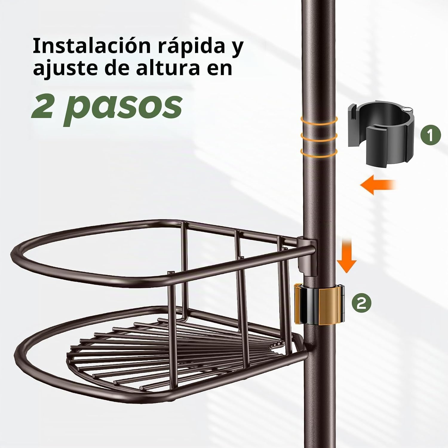 HAMITOR Poste de tensión para ducha: organizador de estante de esqu...
