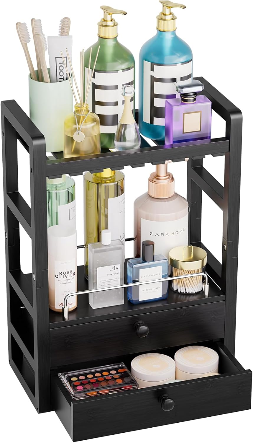 AmazerBath Organizador de bambú para mostrador de baño, organizador...