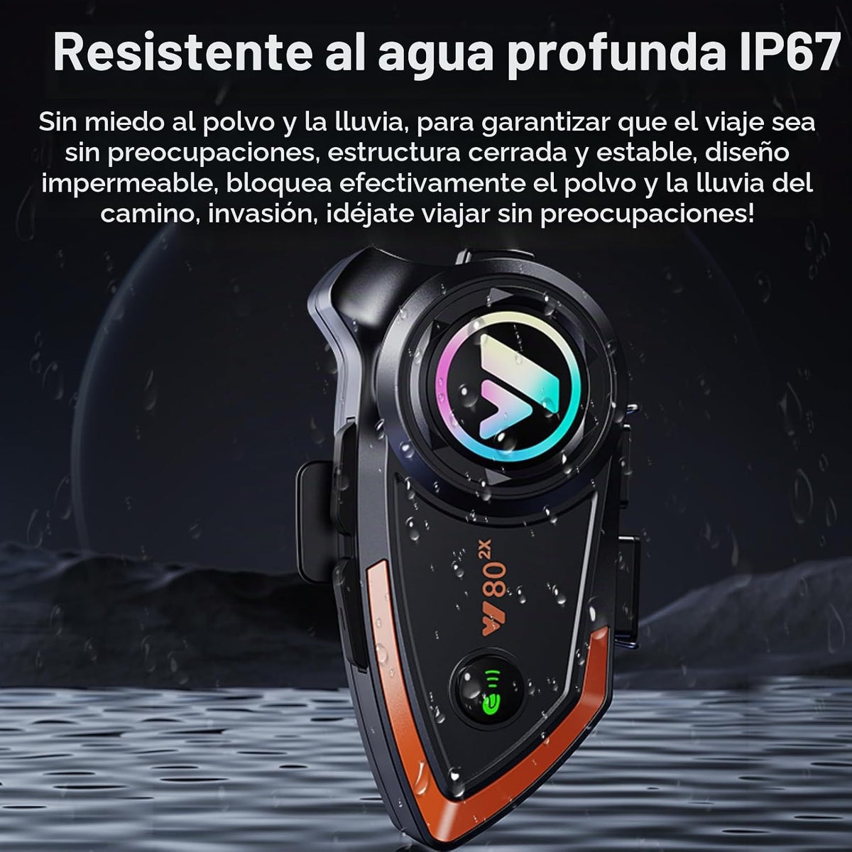Khptop Casco de motocicleta Auriculares Bluetooth 1,640.4 ft 2 Jine...
