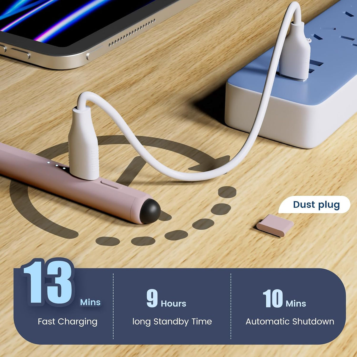 Lápiz óptico para iPad, lápiz de carga rápida de 13 minutos para Ap...