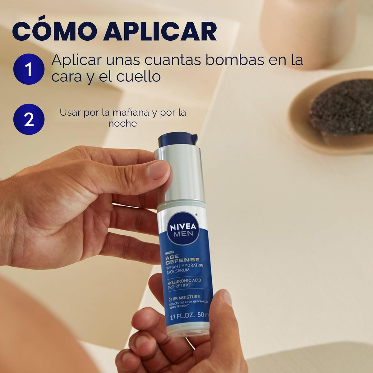 NIVEA MEN Age Defense - Suero facial hidratante instantáneo para pi...