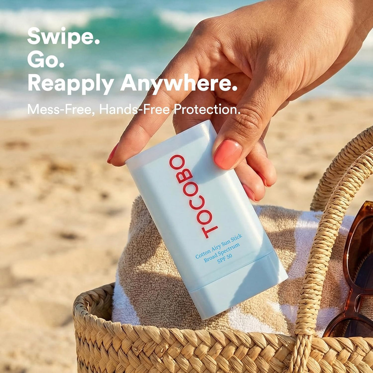 TOCOBO Cotton Airy Sun Stick SPF 50 - Protector solar mate coreano...