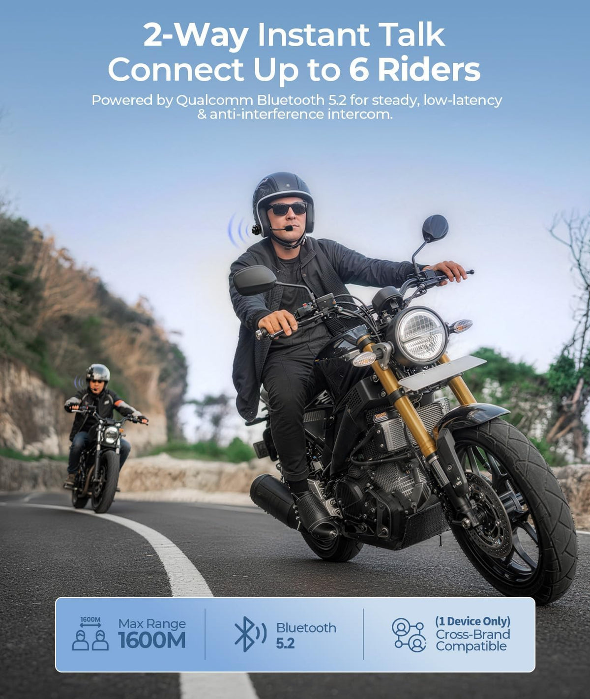 JESIMAIK Auriculares Bluetooth para motocicleta, intercomunicador B...