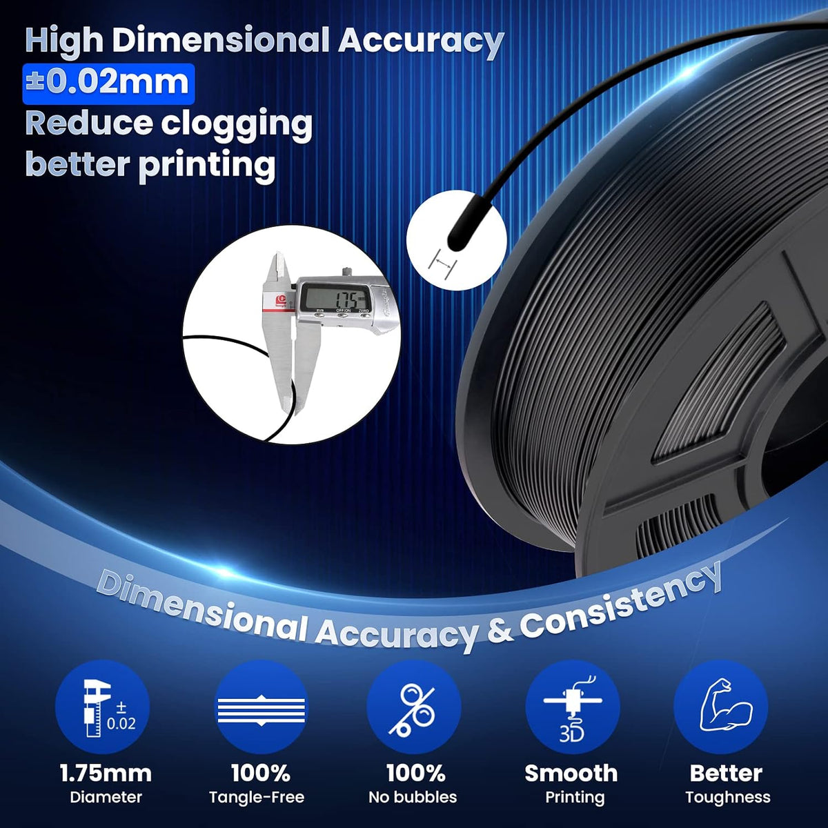 SUNLU PLA Plus - Filamento para impresora 3D, 0.069 pulgadas, 10 co...