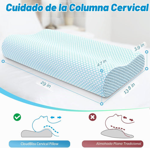Almohada cervical ergonómica para dormir, tamaño Queen azul | Almoh...