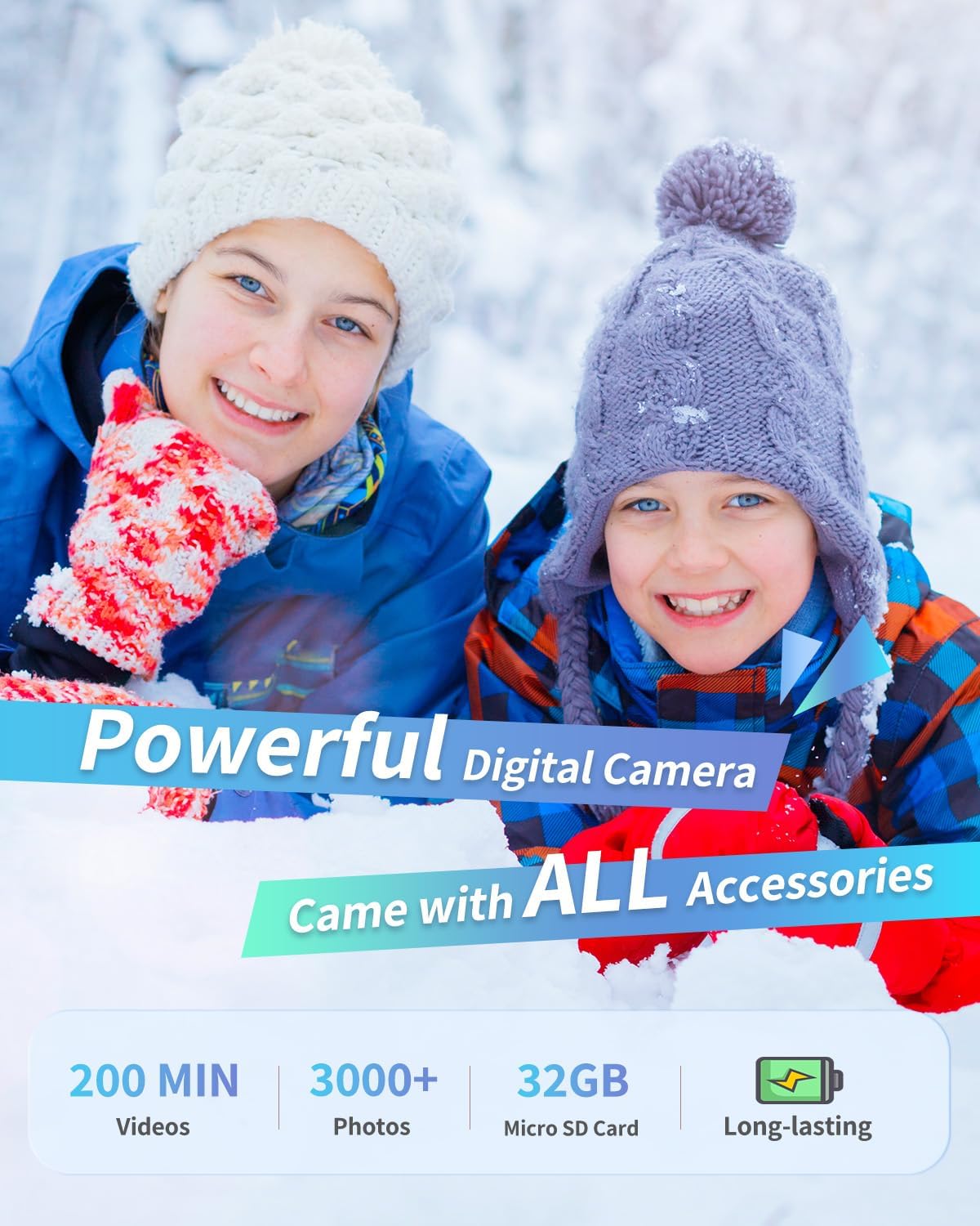 Cámara digital, FHD 1080P apuntar y disparar cámara para niños adol...