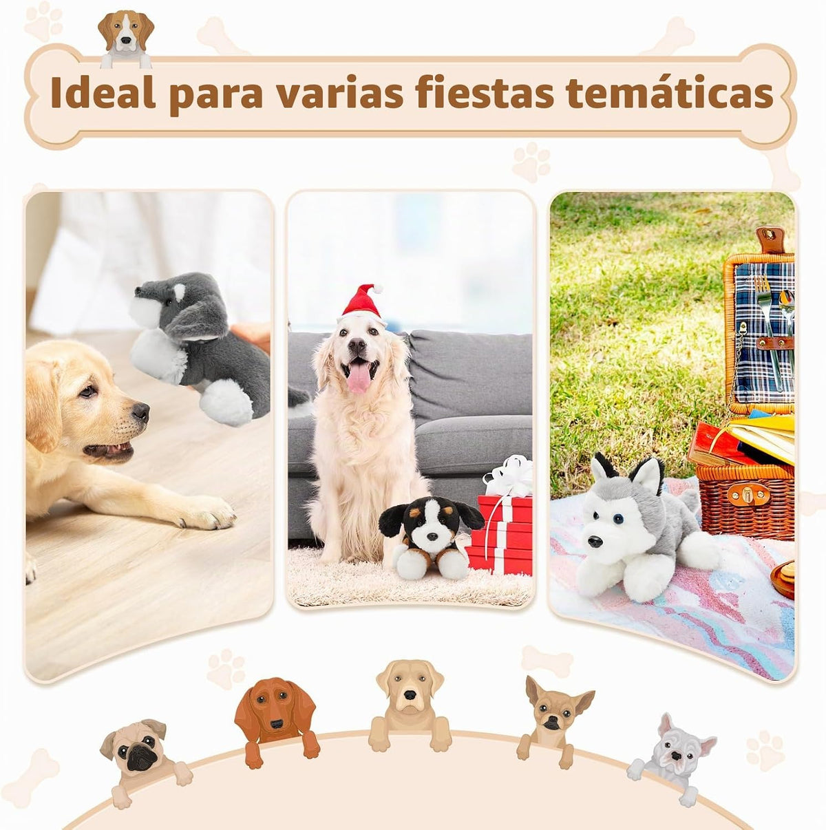 Tezituor - Juego de 6 peluches para perros a granel, 11 pulgadas |...
