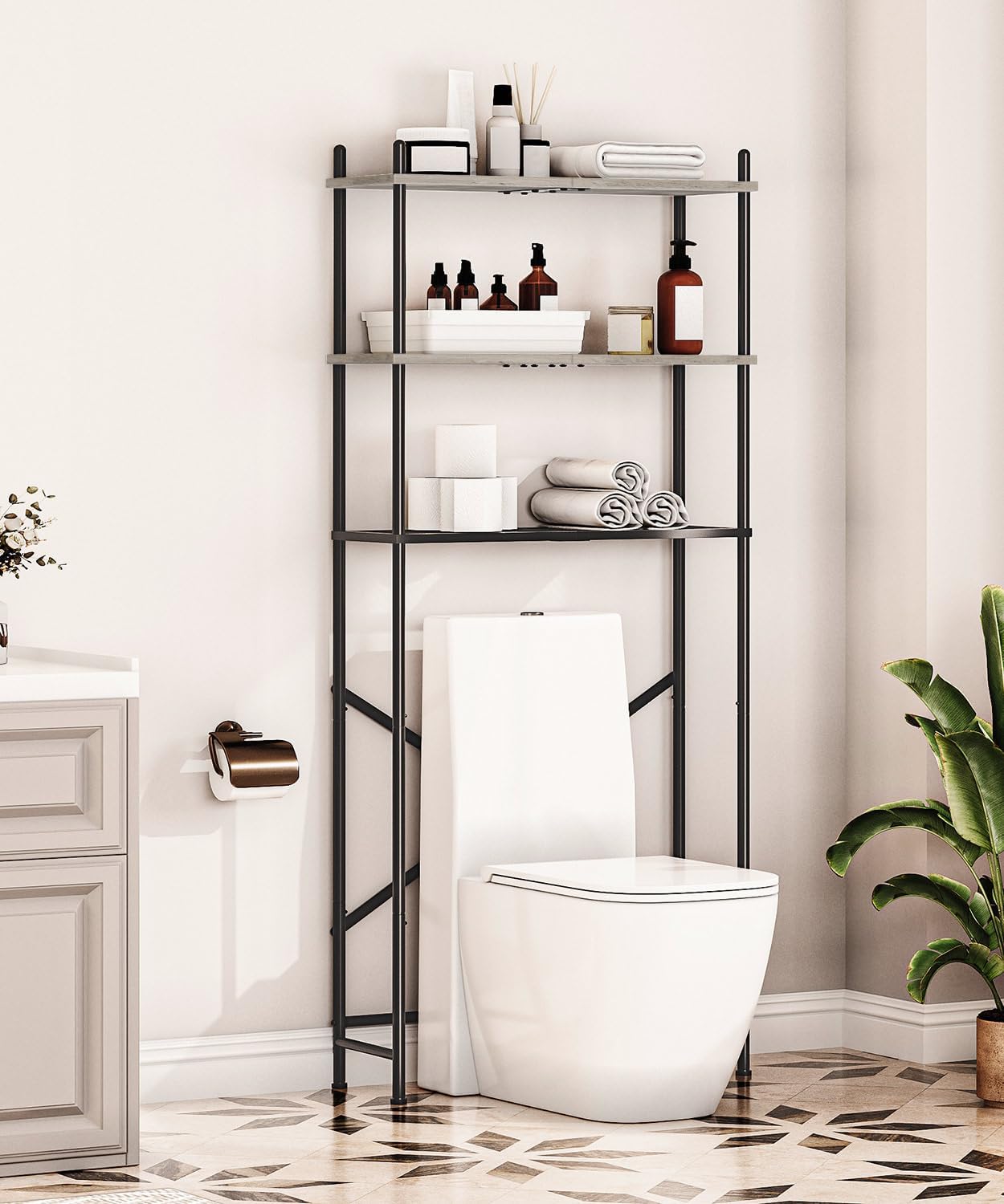 HOOBRO Almacenamiento Sobre el Inodoro, Organizador de Baño de 3 Ni...