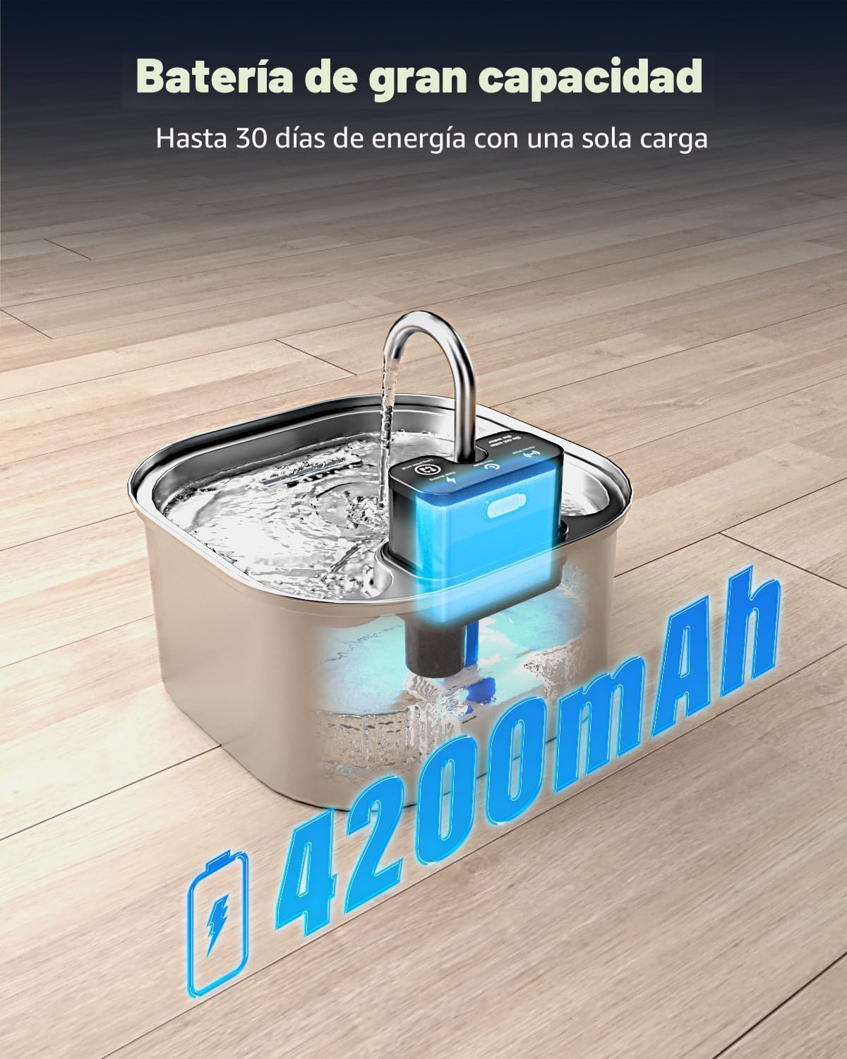 Lawfery fuente de agua inalámbrica para gatos de acero inoxidable 1...