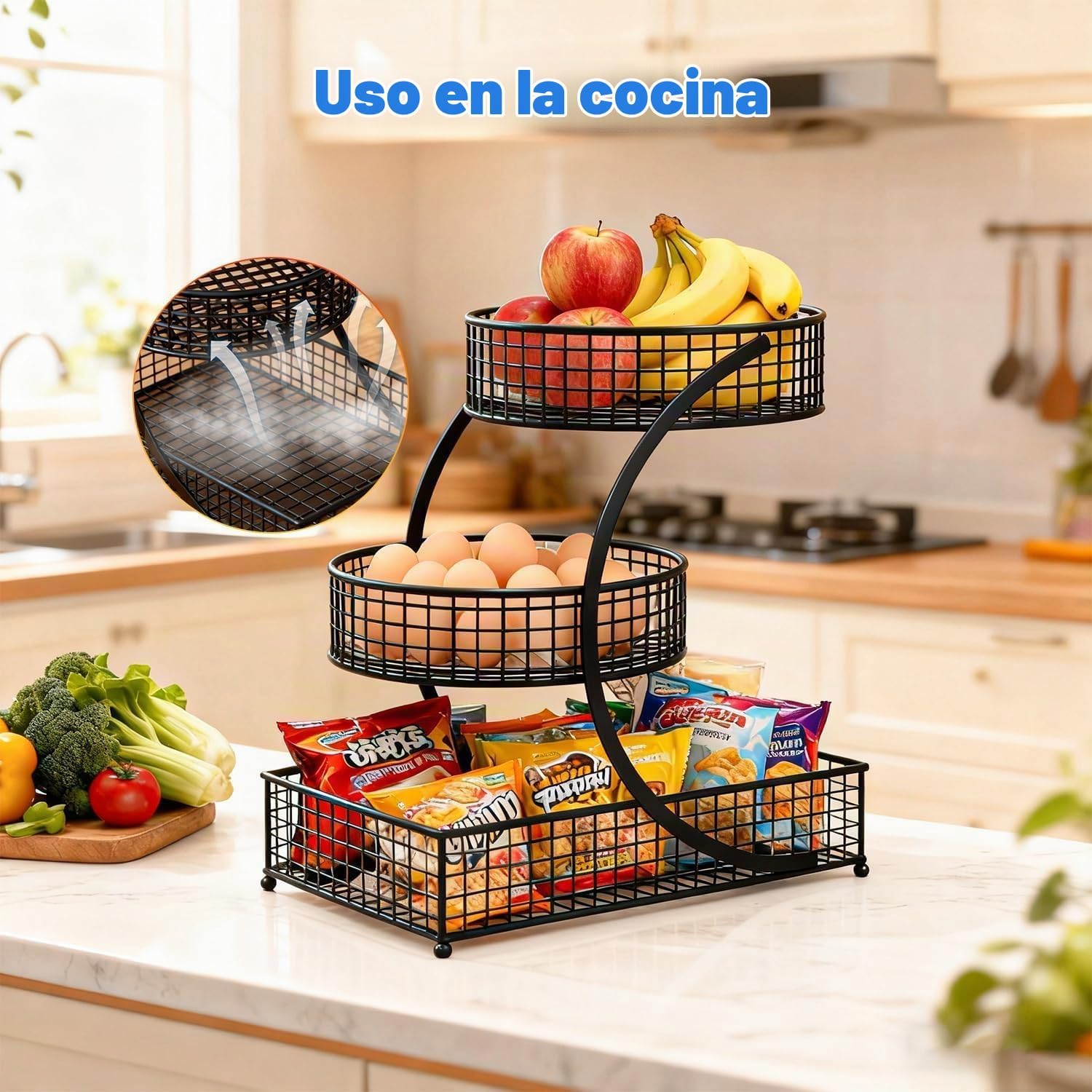 Organizador de maquillaje para tocador, 3 niveles de baño, dormitor...