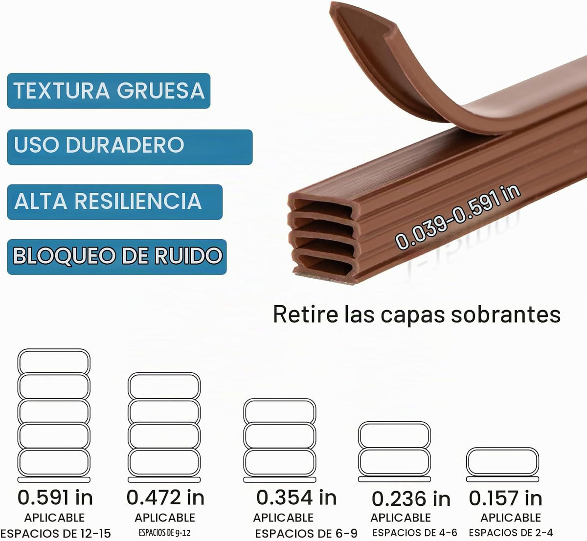 Burlete de goma para puerta, parte trasera autoadhesiva en forma de...