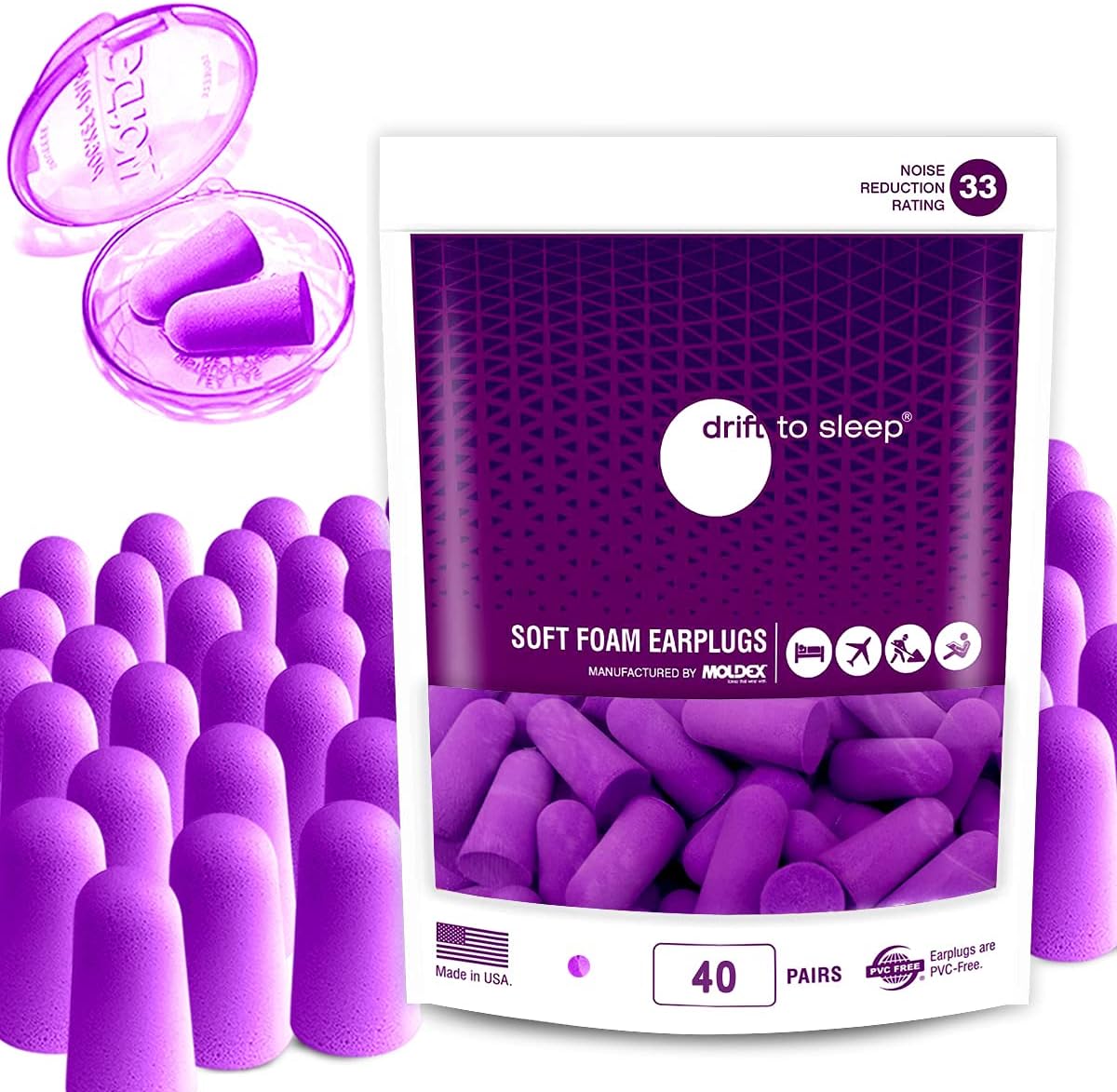 MOLDEX Tapones para los oídos de espuma suave Softies® para dormir,...