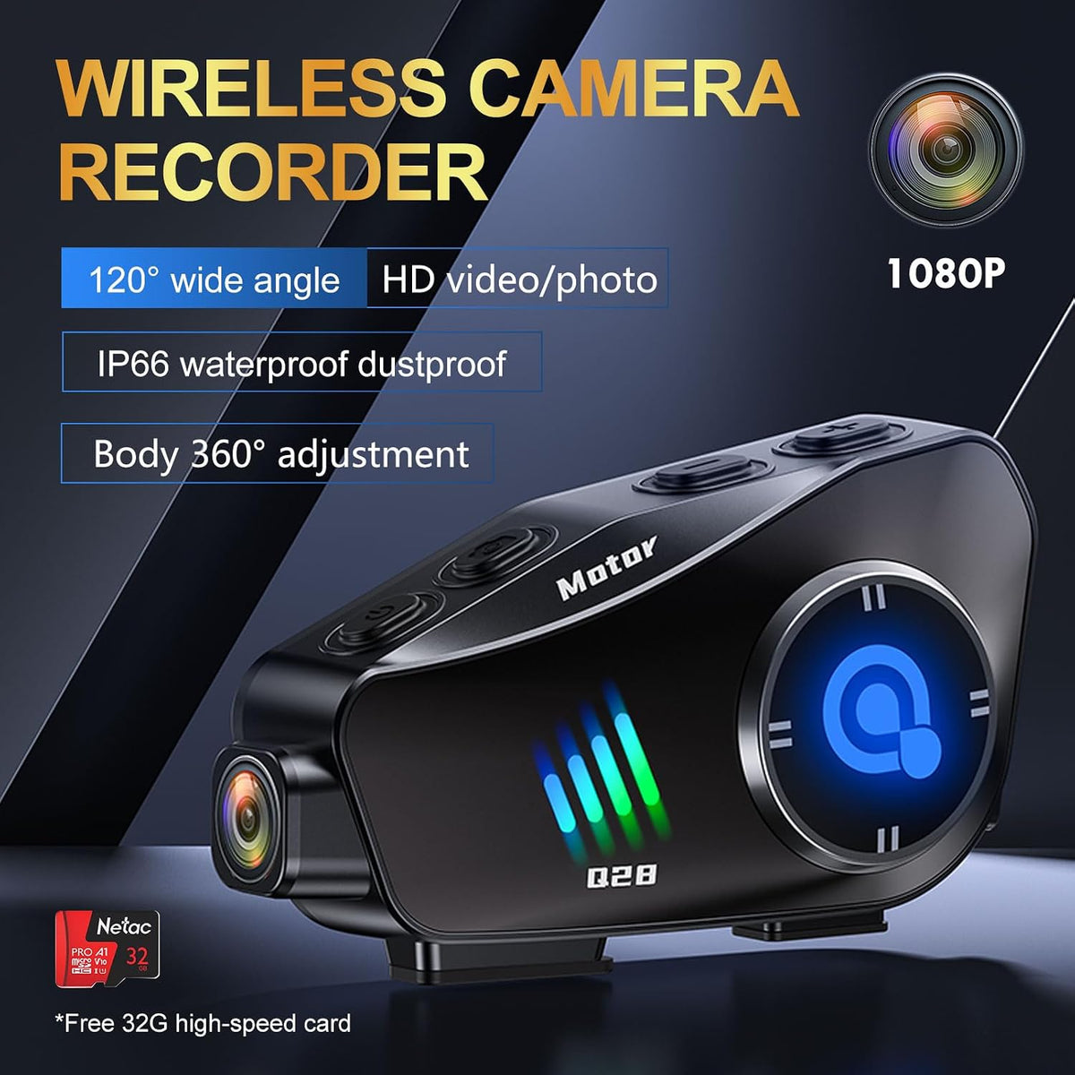 BTQILEYOO Auriculares de Bluetooth para Casco de Motocicleta, Graba...