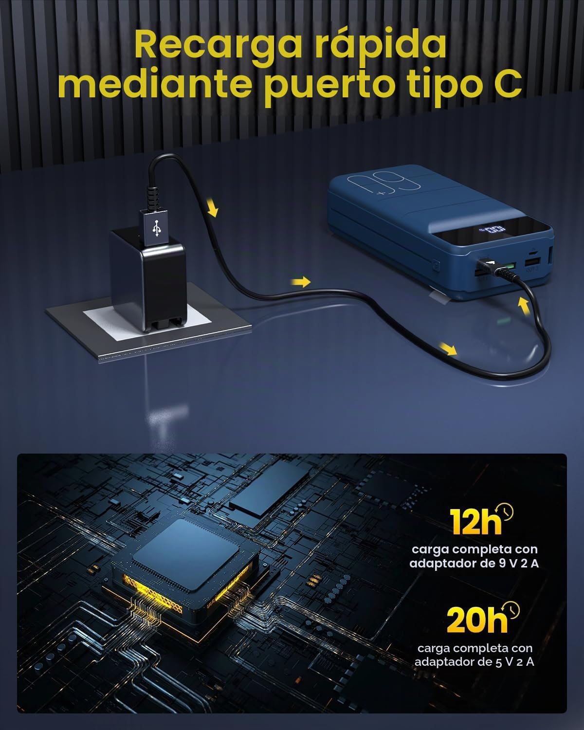 Cargador portátil Power Bank 60000mAh, banco de batería, cargador d...