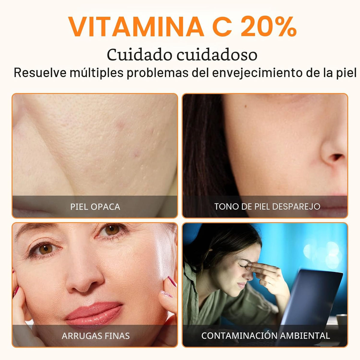 Suero Premium de 20% de Vitamina C para Rostro con Ácido Hialurónic...