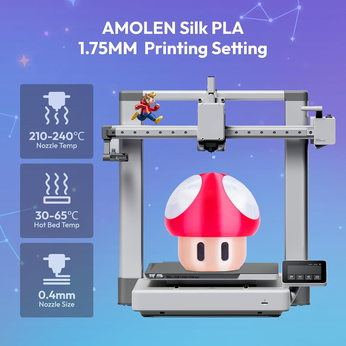 AMOLEN Filamento PLA de seda para impresora 3D de 0.069 in, 7.05 oz...