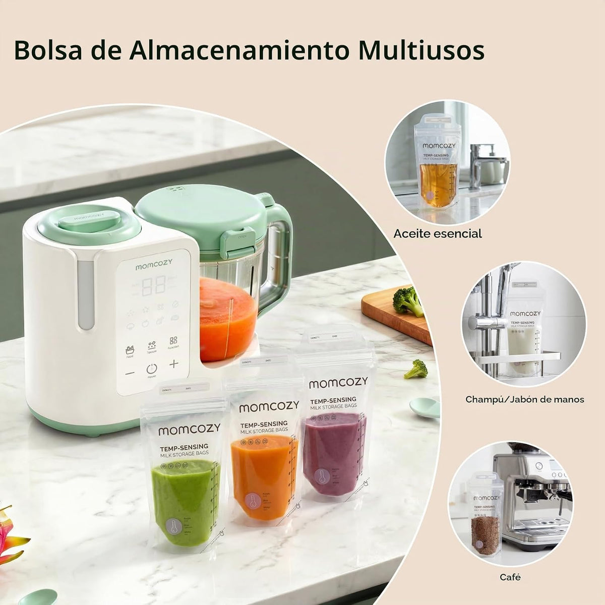 Momcozy Bolsas de almacenamiento de leche materna, paquete de 200 u...