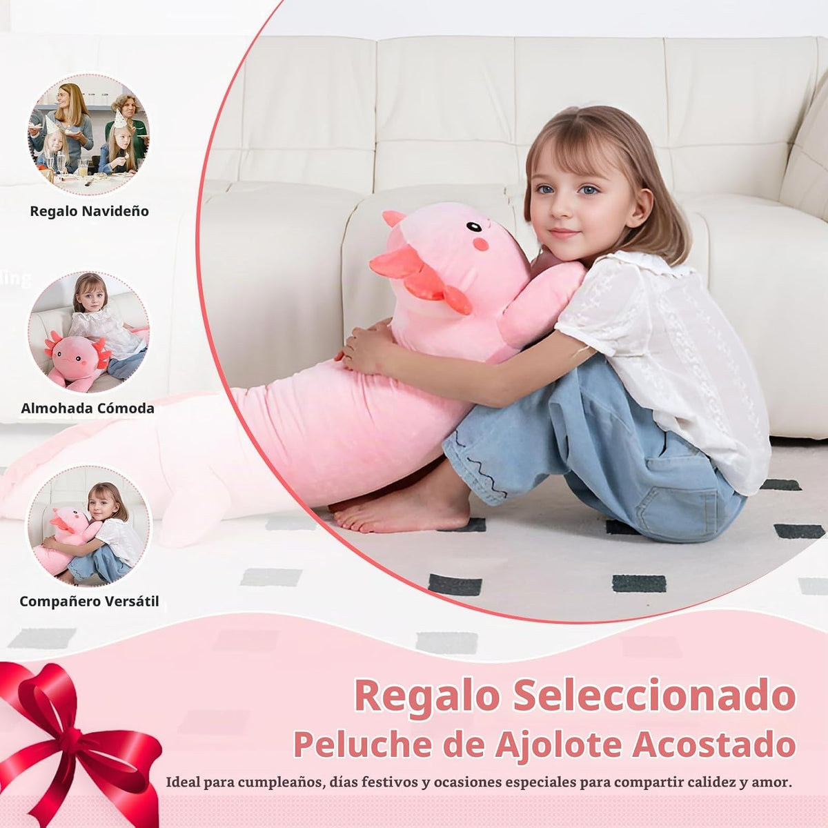 Peluche de ajolote grande de 32 pulgadas, suave juguete de peluche...