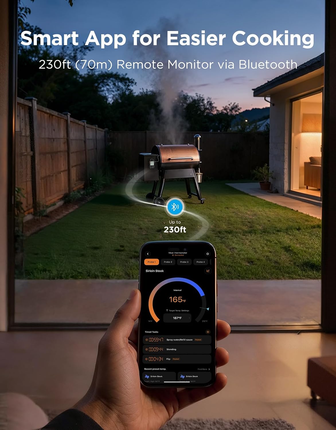 Termómetro digital para carne Govee Bluetooth con temporizador de a...