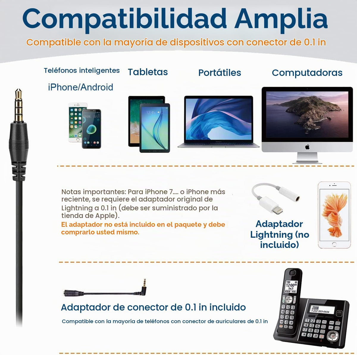 Auriculares para teléfono móvil con micrófono, cancelación de ruido...