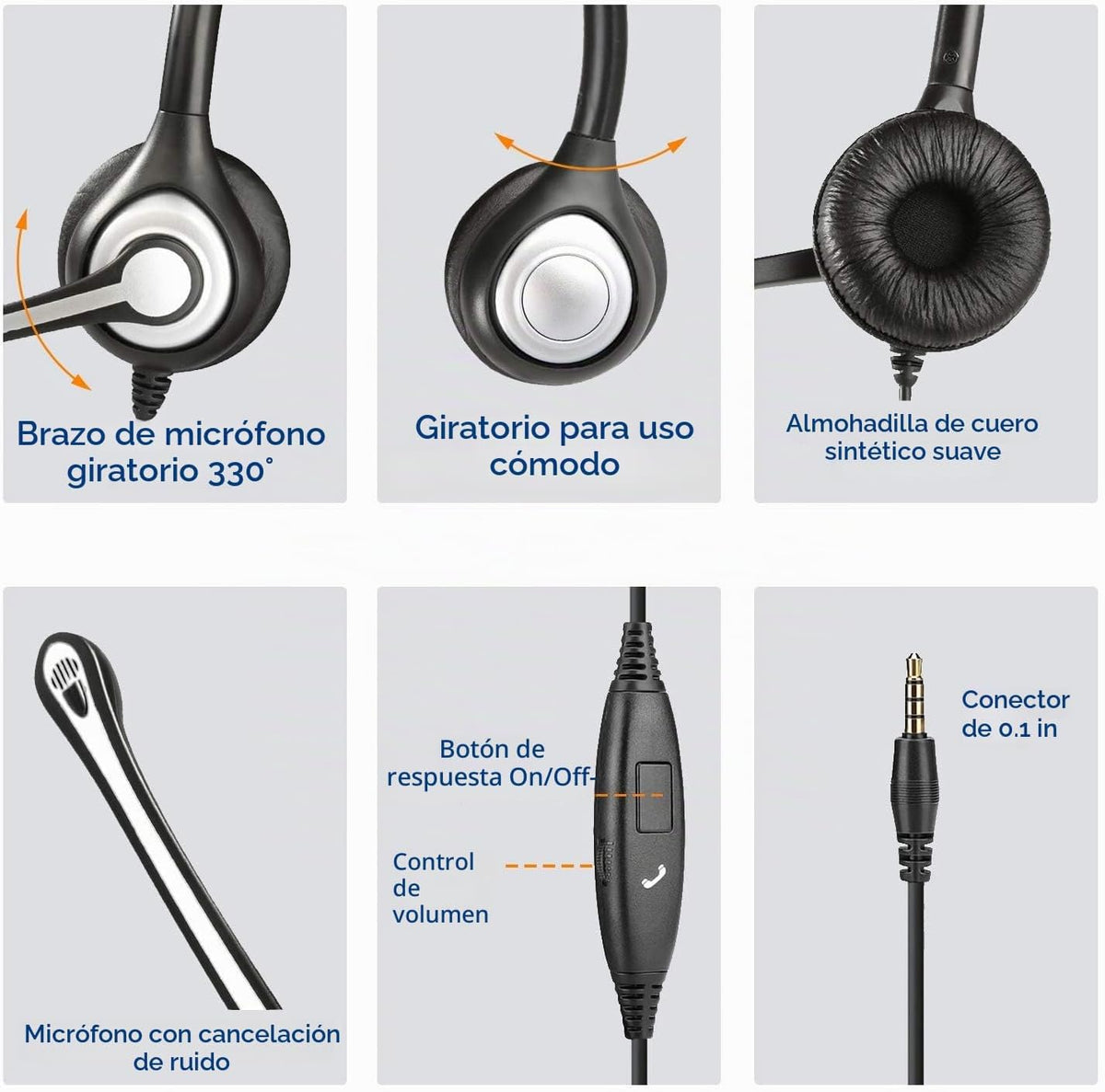 Auriculares para teléfono móvil con micrófono, cancelación de ruido...